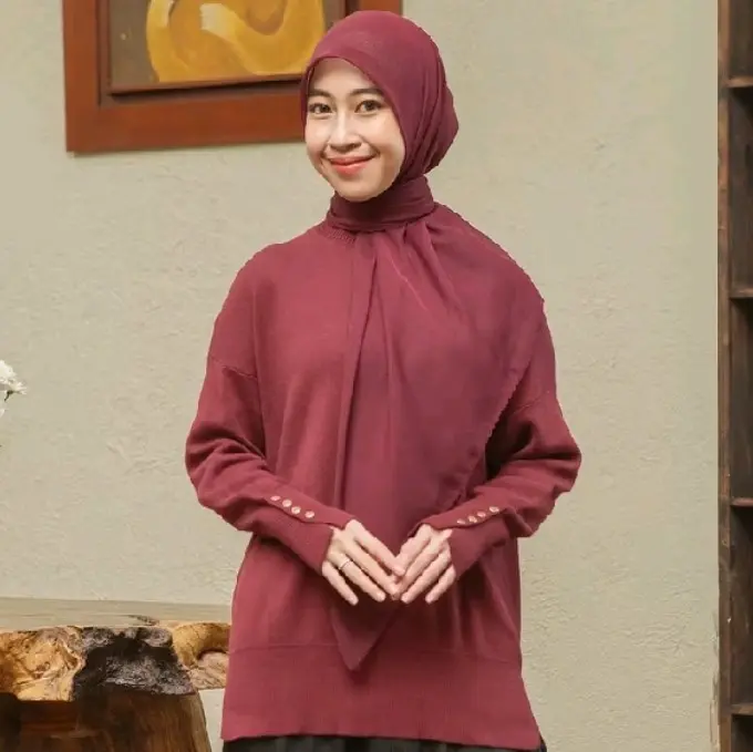 atasan baju blus rajut kancing tangan Sweater   Oversize Wanita Outer Panjang 4