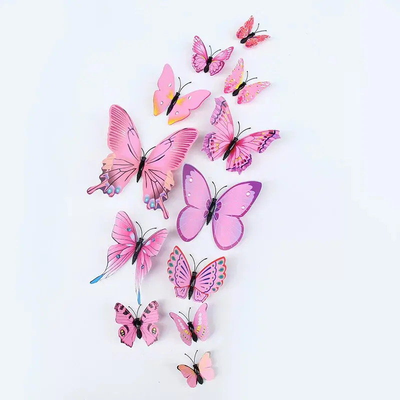 Miếng Dán Tường Hình Bướm 3D Hai Lớp, 12 Miếng, Phong Cách Mới, Trang Trí Phòng Gia Đình, Bướm Để Trang Trí Đám Cưới, Đề Can Nam Châm Tủ Lạnh 2