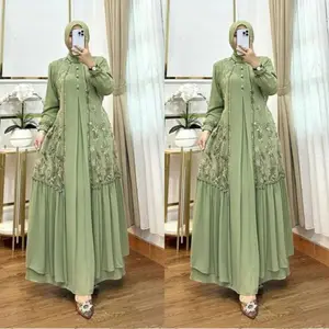 Alluna Dress Gamis Ceruty Mix Brukat BCB