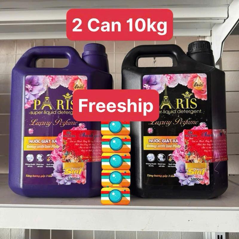 2 Can Paris 10kg Nước Giặt Xả Paris 9in1 5kg Lưu Hương Làm Sạch - Làm Sạch nước giặt.