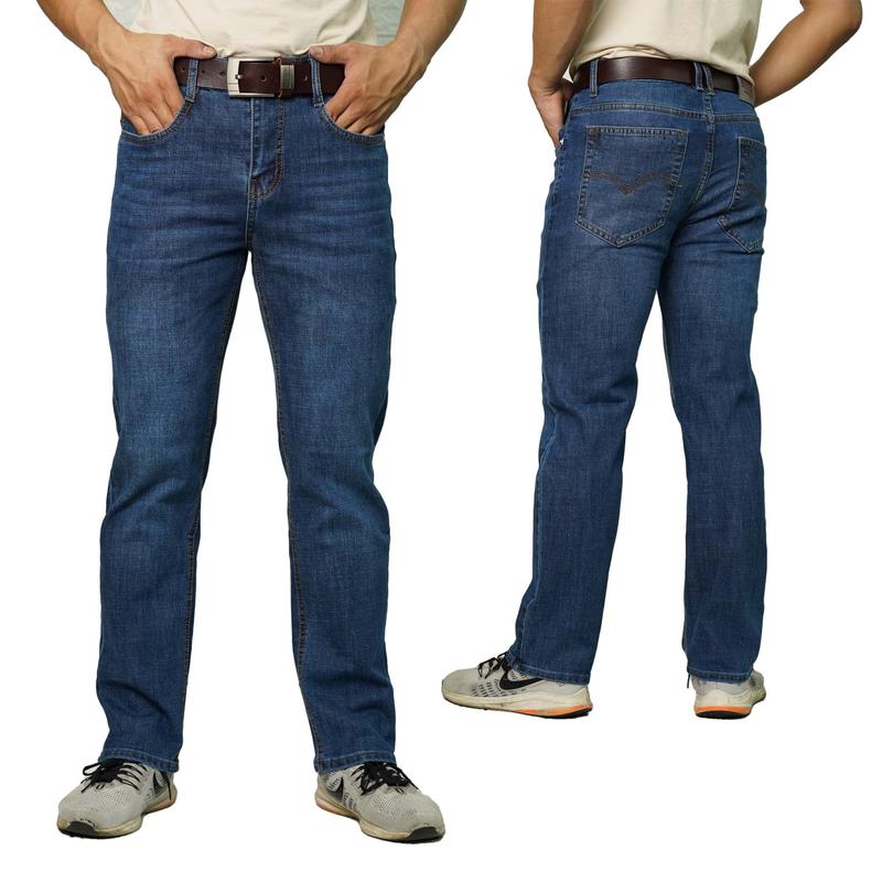 R-25 Quần Jean Nam Dài Ống Suông CC Co Giãn Xanh Đậm