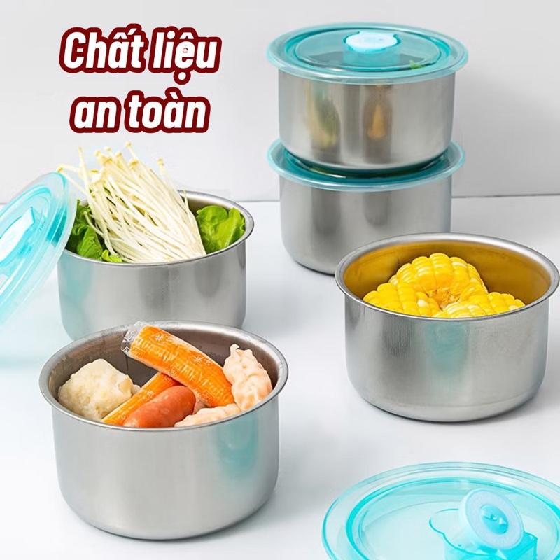 Combo 5 Hộp Inox Đựng Thực Phẩm Để Tủ Lạnh Ngăn Mùi, Nắp Có Gioăng Silicon…