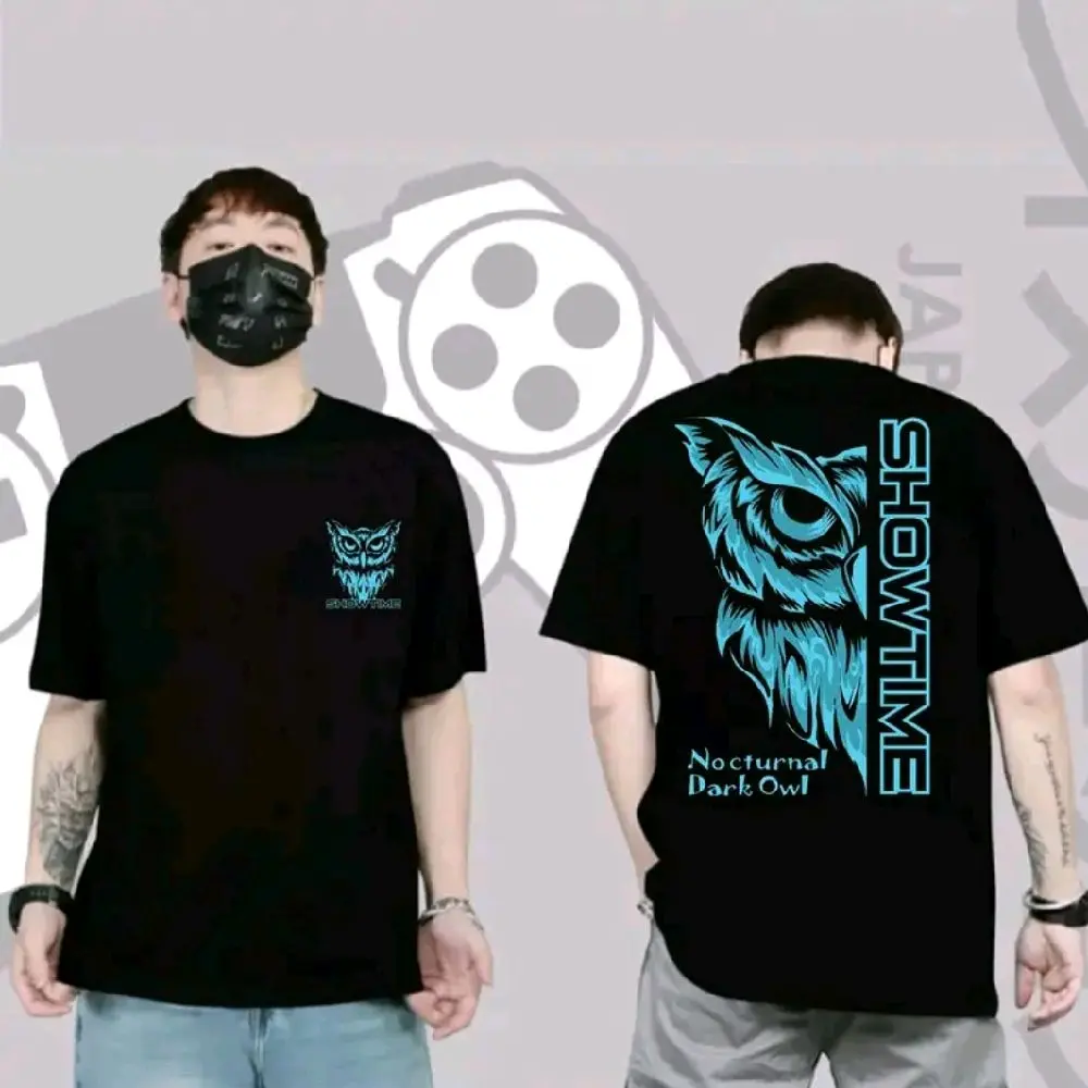Baju Kaos Pria Distro T-Shirt Oblong Atasan Lengan Pendek Cowok Dewasa Owl Showtime