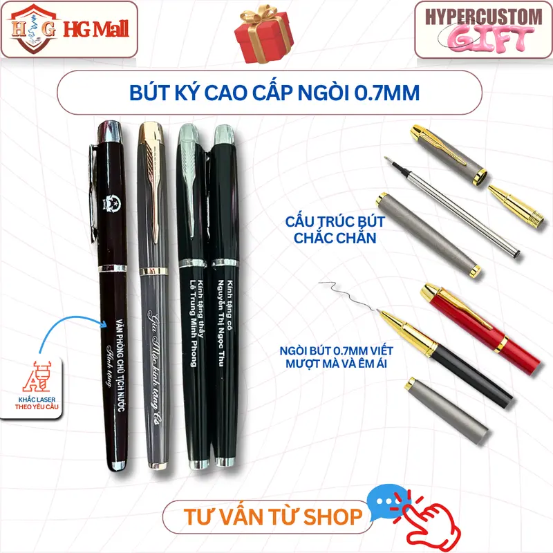 Set Quà Tặng Cao Cấp ( Sổ Tay A5, Bút Ký, Ruột Bút Thay Thế kèm hộp+túi ) cùng màu, Khắc Laser Tên/Logo Theo Yêu Cầu 4
