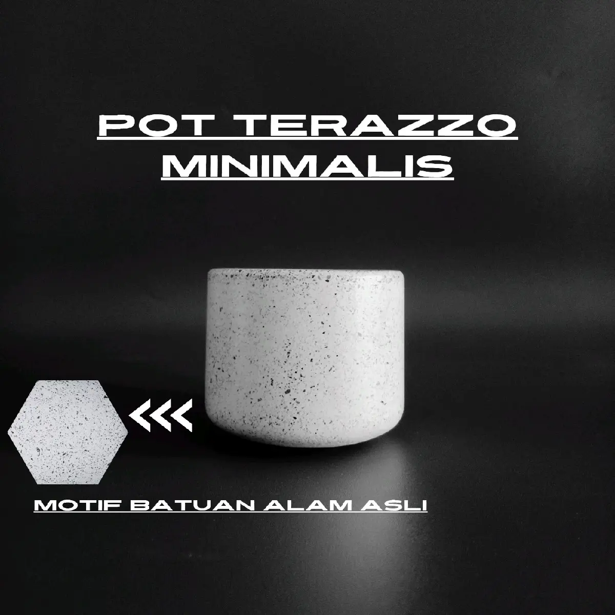 Pot Bunga Putih Minimalis Kapsul 9cm Semen Batu Alam