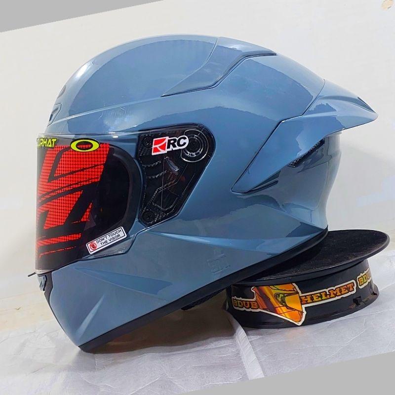 Helm Full Face Mla Crypton Solid Glosy Kaca Visor Clear Blue Red Gold/Helm Full Face Terbaru  SNI Original 4