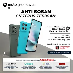 Moto G67 Power 5G - RAMBoost 24GB/256GB -  Snapdragon7s Gen2 - 7000mAh SiliconCarbon - 50MP Sony LYTIA600 - 4K Semua Lensa - 32MP Selfie - 6.72" - IP64 GG7i MIL810H - Dolby Stereo