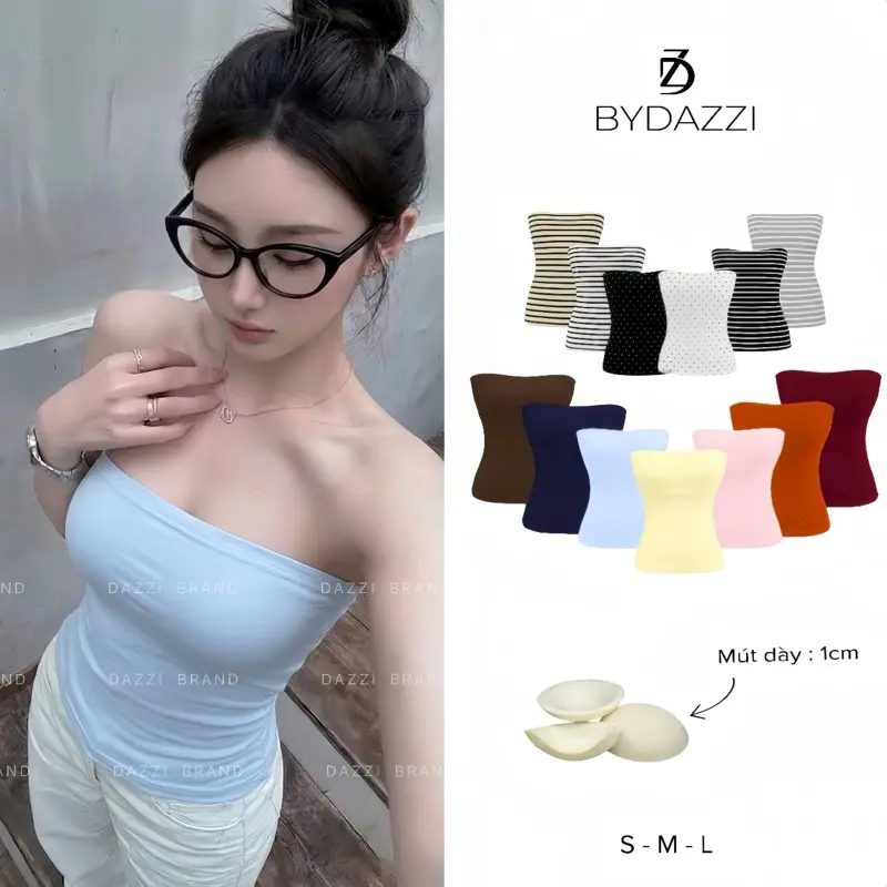 [KÈM MÚT/KHÔNG MÚT] Áo ống trơn basic ôm body vải cotton mịn DAZZI Women A054