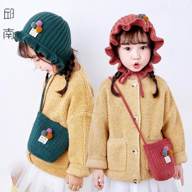 SET MŨ KÈM TÚI LEN CHO BÉ,mũ len túi len ôm mặt cho bé