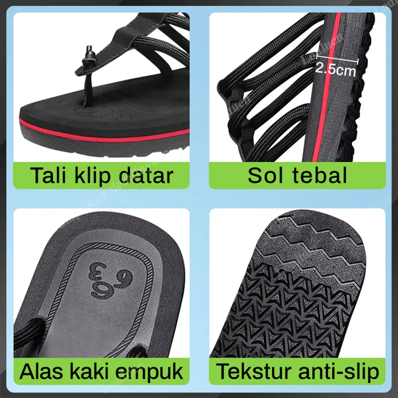 LOULUEN sandal cowok dewasa sandal slop pria sandal pria casual sandal cowok keren sandal selop cowok kece Sendal Jepit flip flops sandal gunung 5