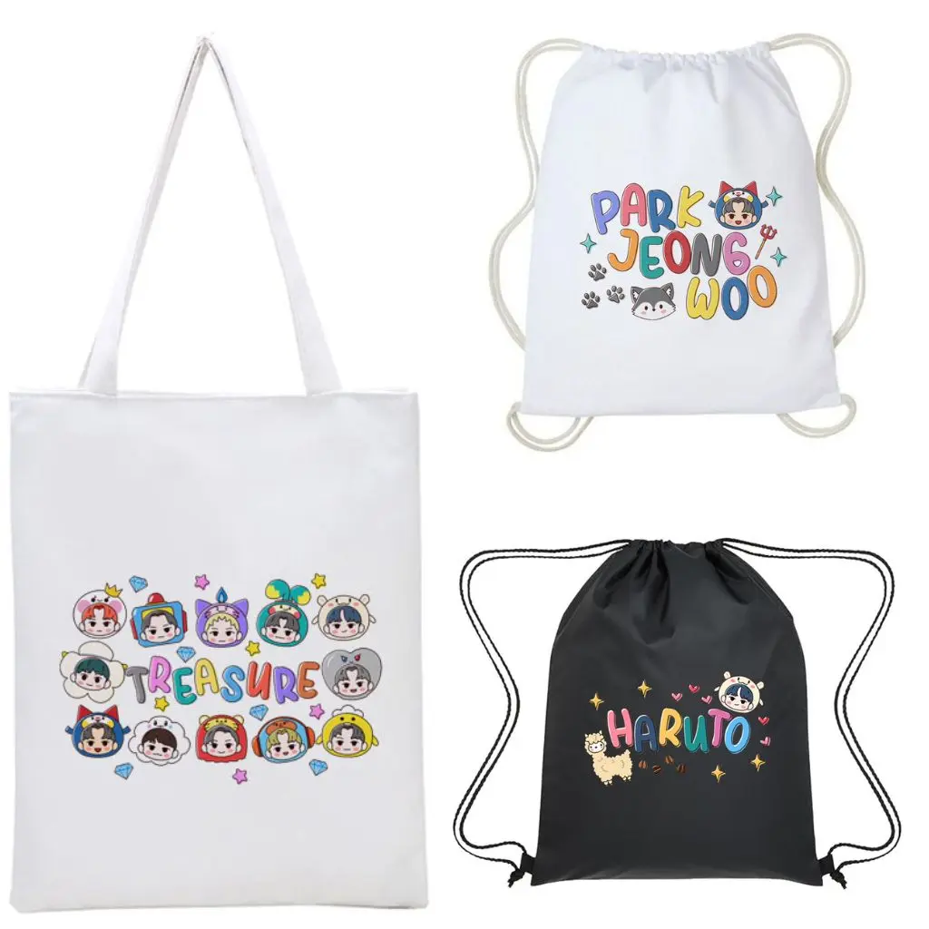 Totebag Treasure Truz Kpop Korea Tulisan Lucu String Bag Tas Serut Kanvas Wanita Aesthetic Cewek