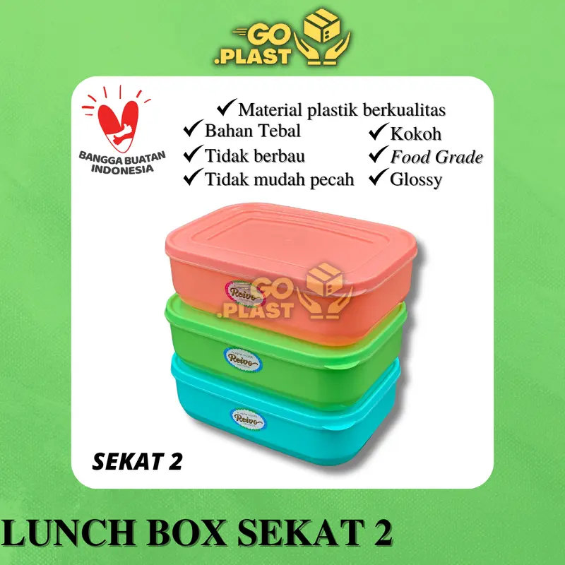 [6PCS] HAPPY KOTAK MAKAN PLASTIK SEKAT 2 1
