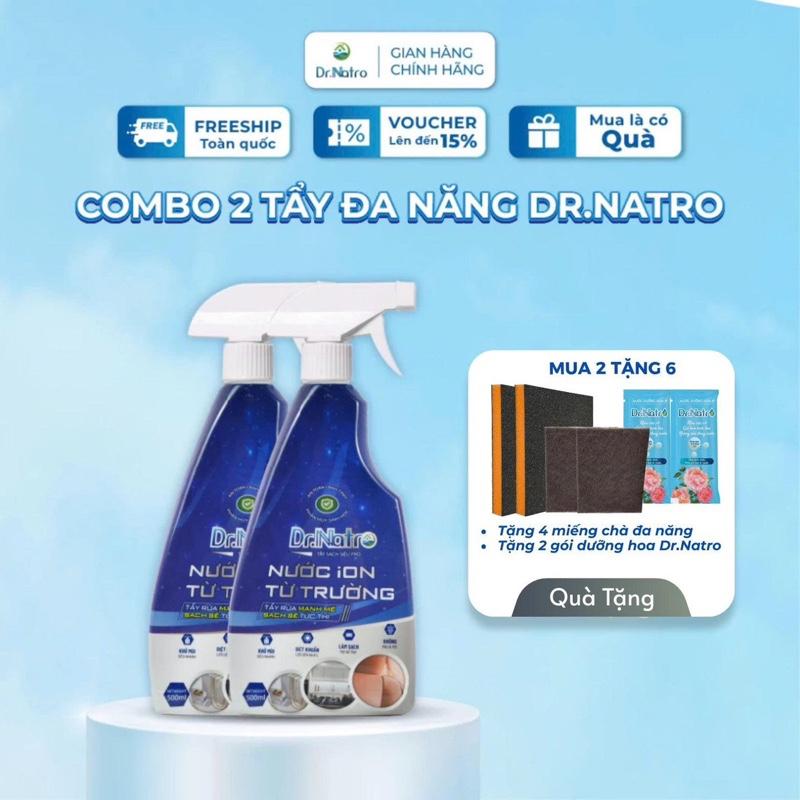Combo 2 chai Dr Natro - Siêu Tẩy Đa Năng - Chai 500ml - Mua 2 tặng 6 2 gói dưỡng hoa 2 nhám 2 cước tím Làm Sạch