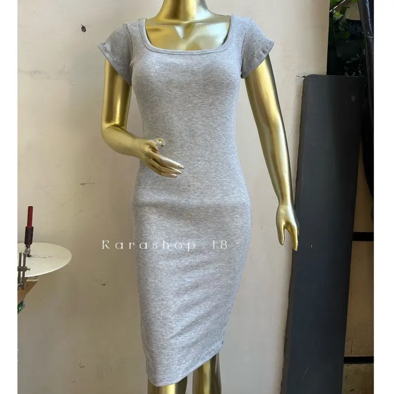 Dress Wanita Rib Lisa Square Fit Body Casual - Elegant dan Nyaman 2