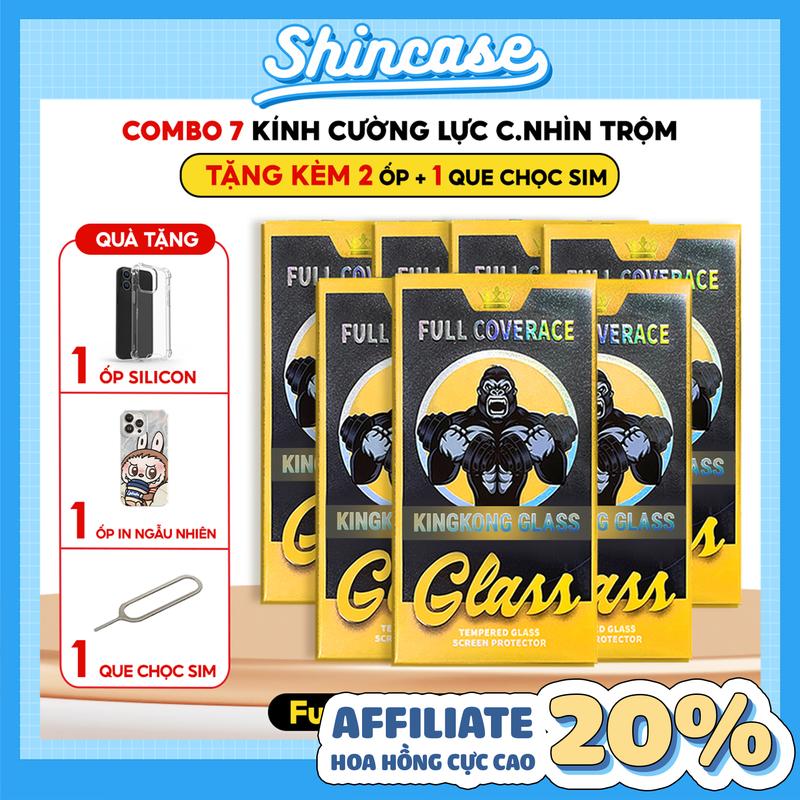 [COMBO 7 KÍNH TẶNG 2 ỐP] Kính Cường Lực iPhone Tự Dán KING KONG Chống Nhìn Trộm Full Màn - iP 6/6s/7/8/Plus/X/XS/XR/11/12/13/14/15/16/17/Pro/Max/Mini