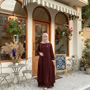 Abaya Melani dress crinkle air flow mewahh ada saku (free bros) Readyy langsung kirim