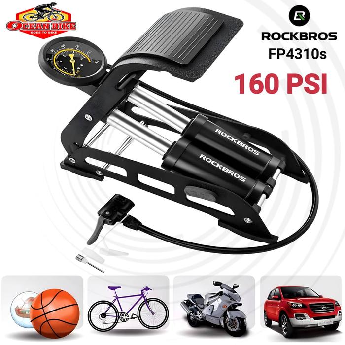 Gambar Rockbros FP4310S Pompa Sepeda motor Mobil Bola Injak Multi Guna Double Silinder dari Ocean Bike Official Kota Administrasi Jakarta Barat Tokopedia