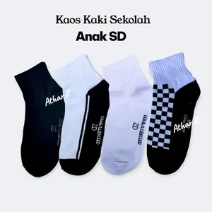Paket 6 Pasang dan 3 Pasang Kaos Kaki Anak Sekolah SD Putih Telapak Hitam Katun Lembut Elastis Nyaman Tebal Fashion