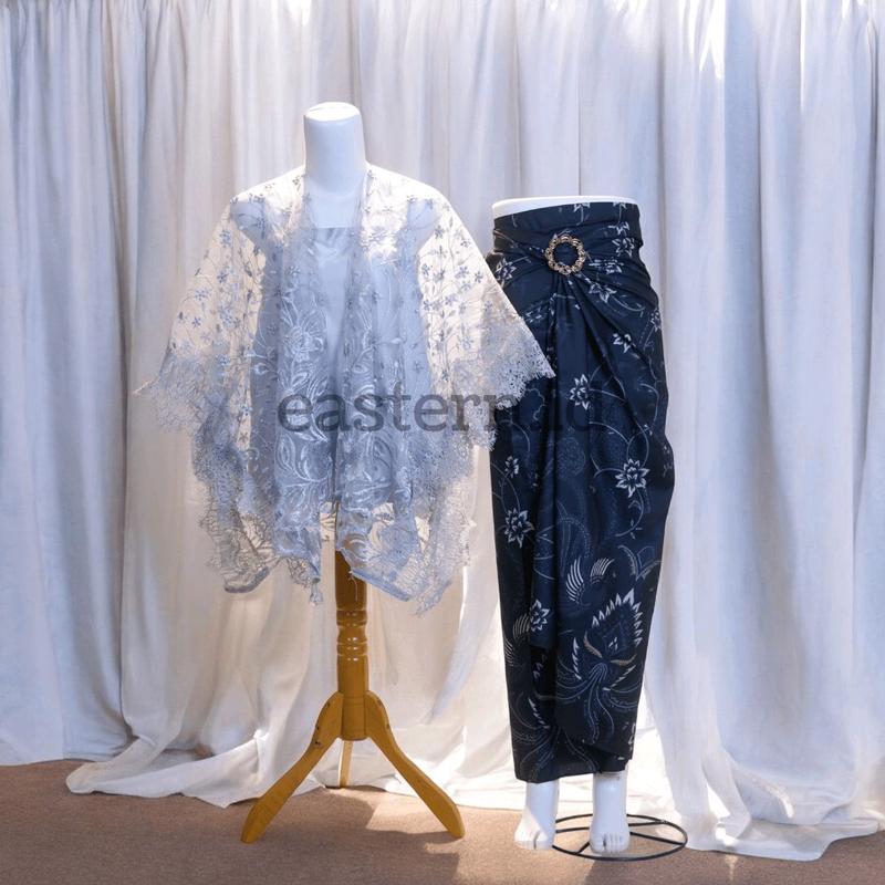 Bisa COD (Paket 5in1) SatuSet Kebaya Modern Renda Tali Jelita  Kondangan Wisuda Lamaran with Rok Lilit Batik dan Outer Cardigan tile premium kece kelulusan Dress Kain Katun Panjang Abu Hitam Maroon Mocca 3