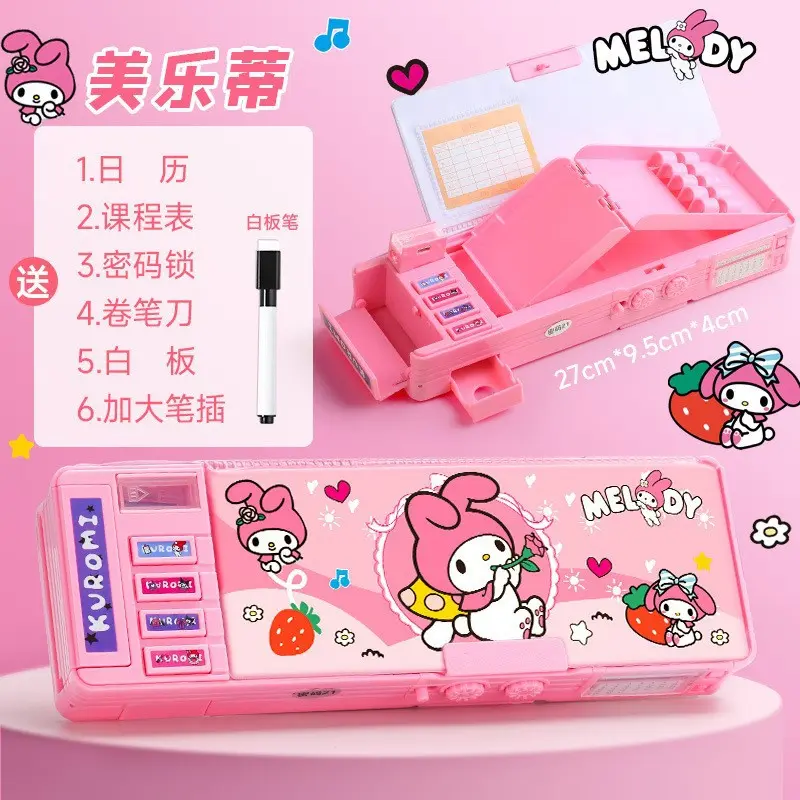 Tempat Pensil Password Multifungsi Sanrio Cinnamoroll Biru Kuromi Ungu Melody Pink Astronot Rocket Roket Karakter Lucu Kotak Pensil Alat Tulis Bahan Tahan Air Berkapasitas Besar 1