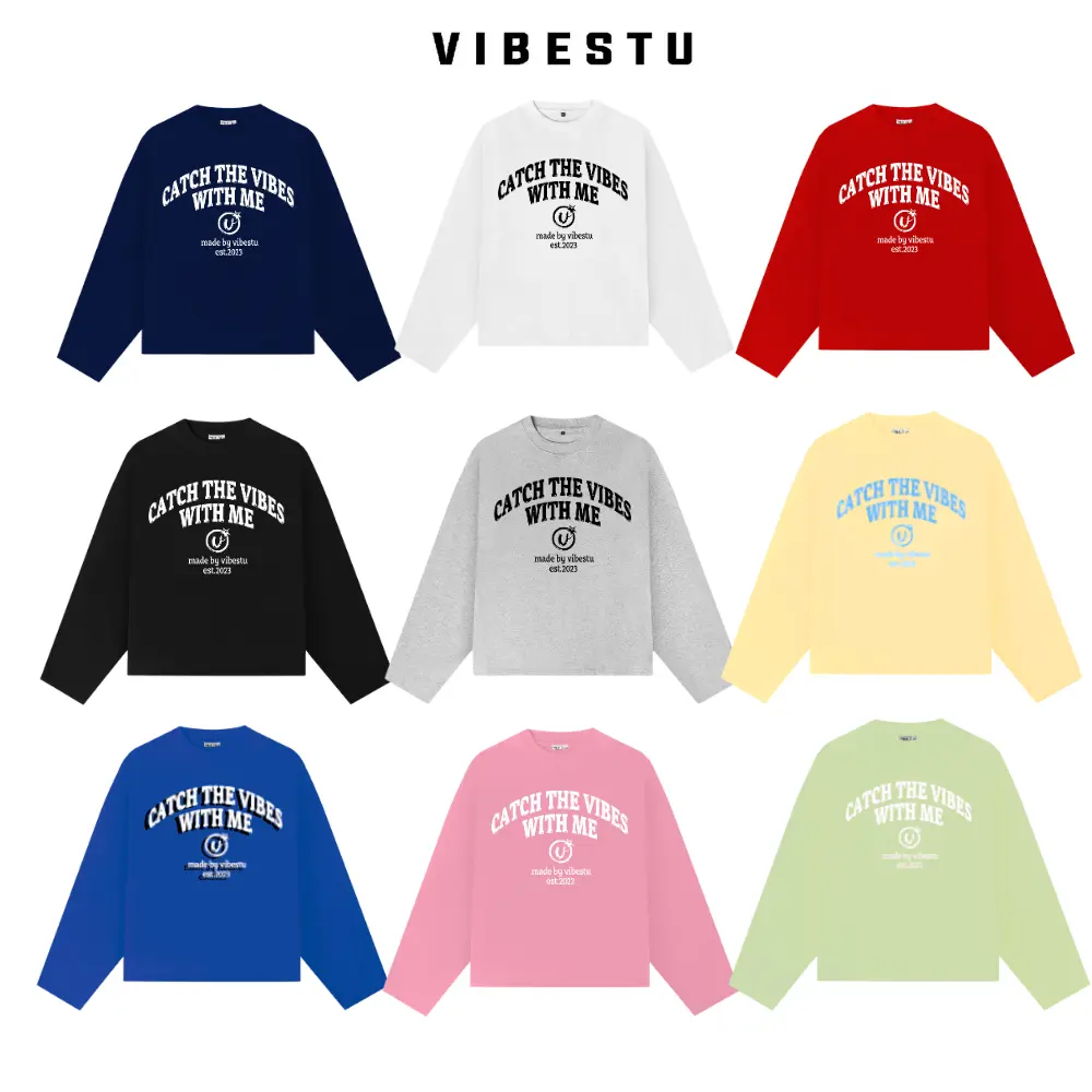 Áo Thun Tay Dài Form Boxy VIBESTU '' With Me '' Áo Longsleev Unisex Cotton 250Gsm Menswear