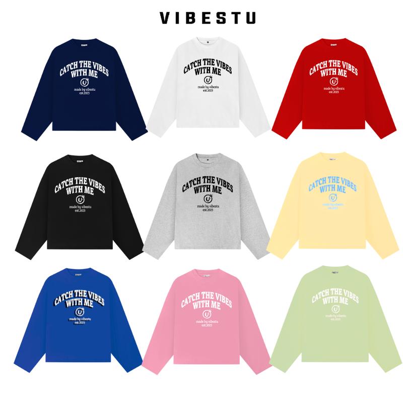 Áo Thun Tay Dài Form Boxy VIBESTU '' With Me '' Áo Longsleev Unisex Cotton…