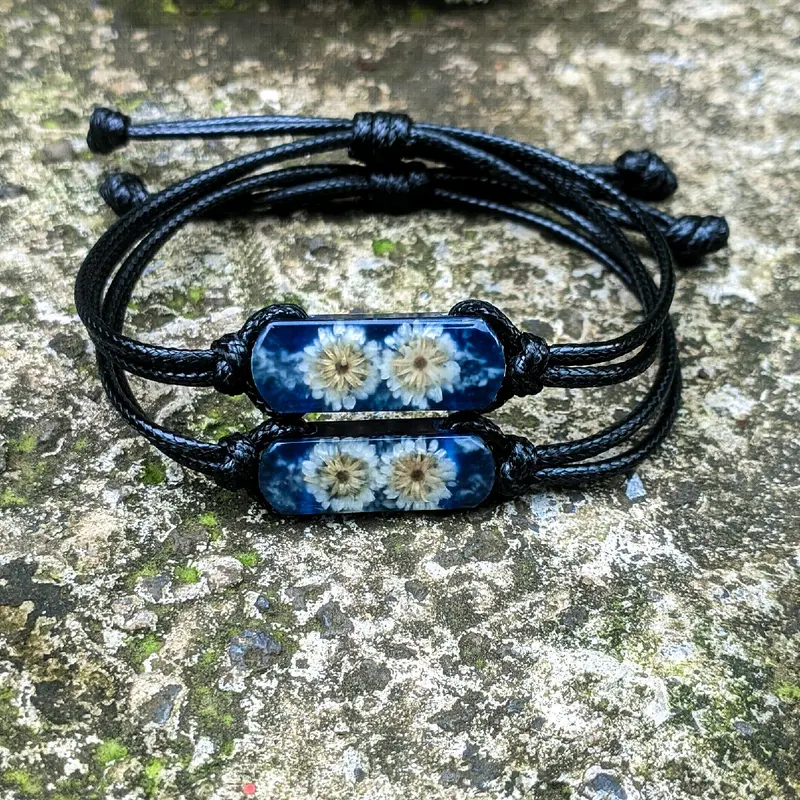 gelang couple resin glow in the dark / gelang resin edelweiss / gelang  Laki-laki Perempuan Liontin Tali Bracelets 4