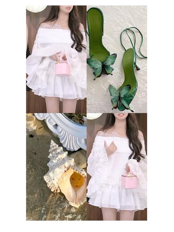 Đầm trễ vai tay bồng Amiee dress thiết kế Aguja (tặng quần SALE 15)