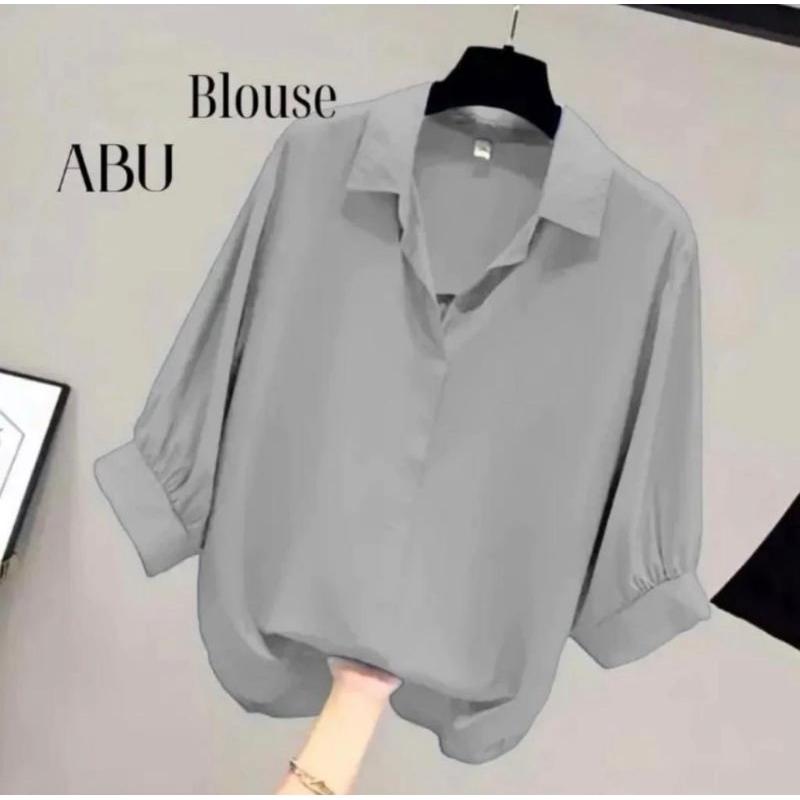 Atasan wanita leher V neck lengan balon./ blouse polos kemeja wanita / 4