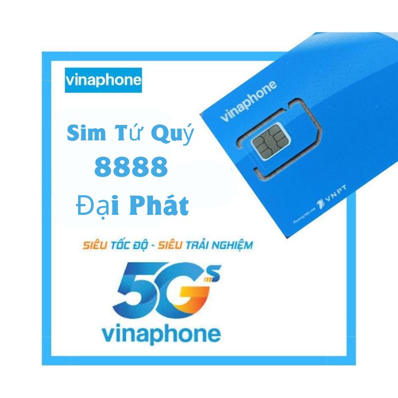 SIM TỨ QUÝ 8888 - Mã 3 - Sim Số Đẹp Mạng VINAPHONE - Thoải Mái DATA Sim 5G Tốc Độ Cao
