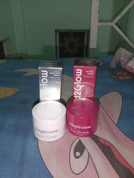 Product Review of [BPOM] Glad2Glow 2pcs bundle Skincare 2in1 Paket - Moisturizer+Serum Glowing Anti-acne Dark spot Barrier Bright Blueberry Ceramide Centella Berjerawat Memudarkan Mencerahkan Pencerah Wajah Arbutin Acid Extract Niacinamide Cooling Pelembab Melembutkan from B**h 2