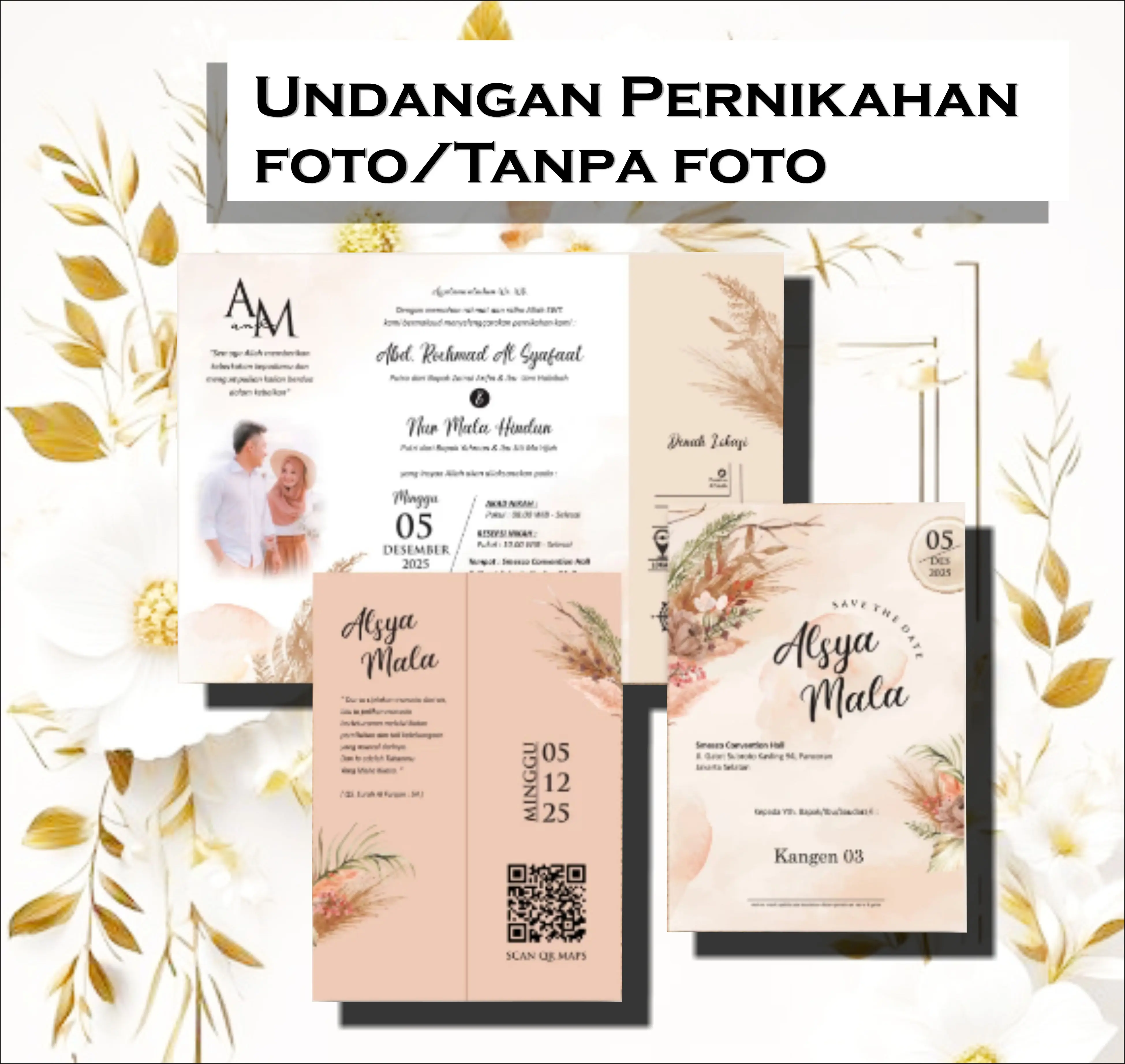 Cetak Undangan Pernikahan Surat Undangan Nikah Simple murah Card vintage