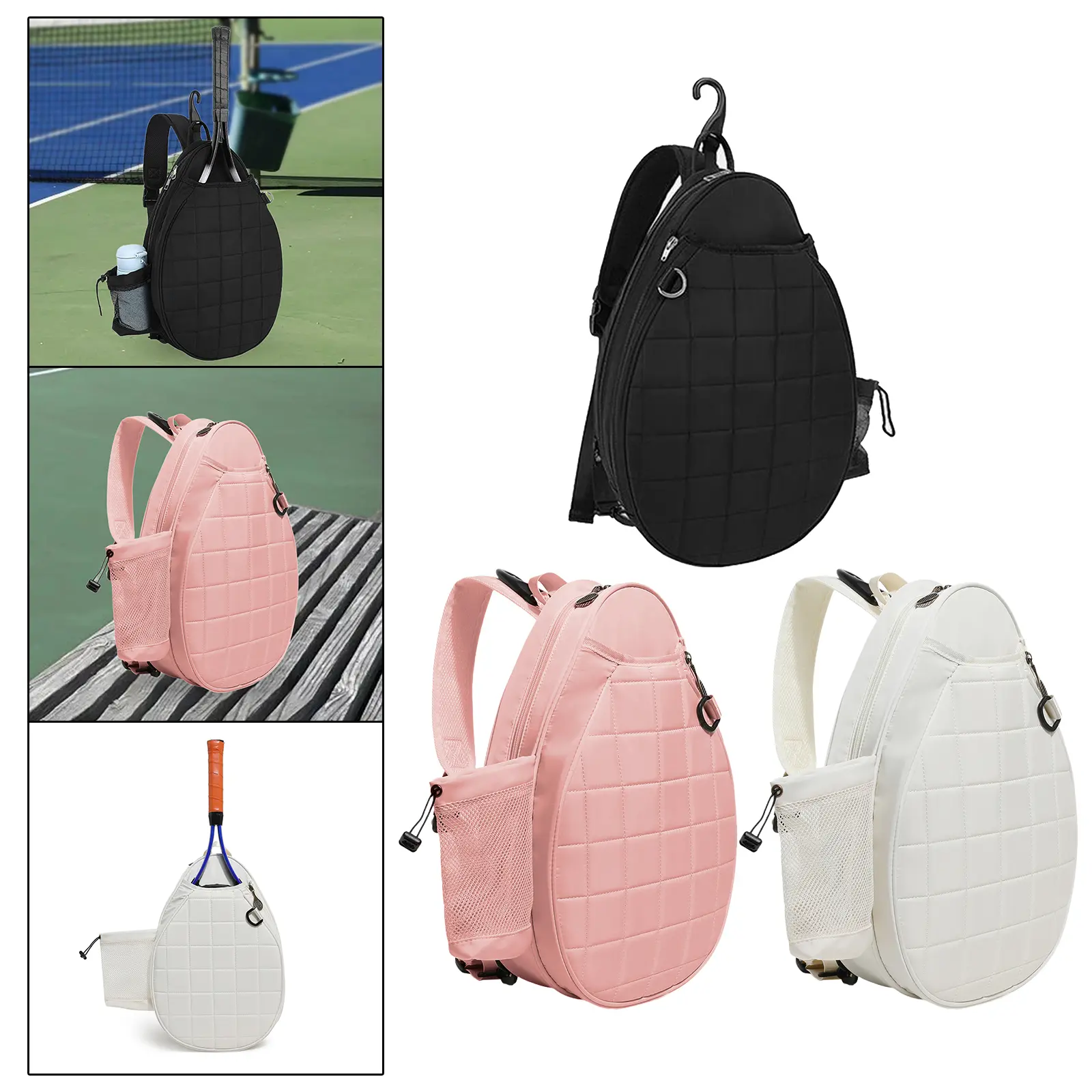 Túi đeo vai, cho vợt tennis và vợt Pickleball, có vỏ vợt, chống nước, thích hợp cho người lớn, có thể được sử dụng làm túi đựng vợt, túi xách, tote tennis