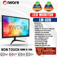 Gambar Iware Led Monitor LM-22 Inch HDMI VGA Wide dari Iware.id Kota Administrasi Jakarta Pusat 1 Tokopedia
