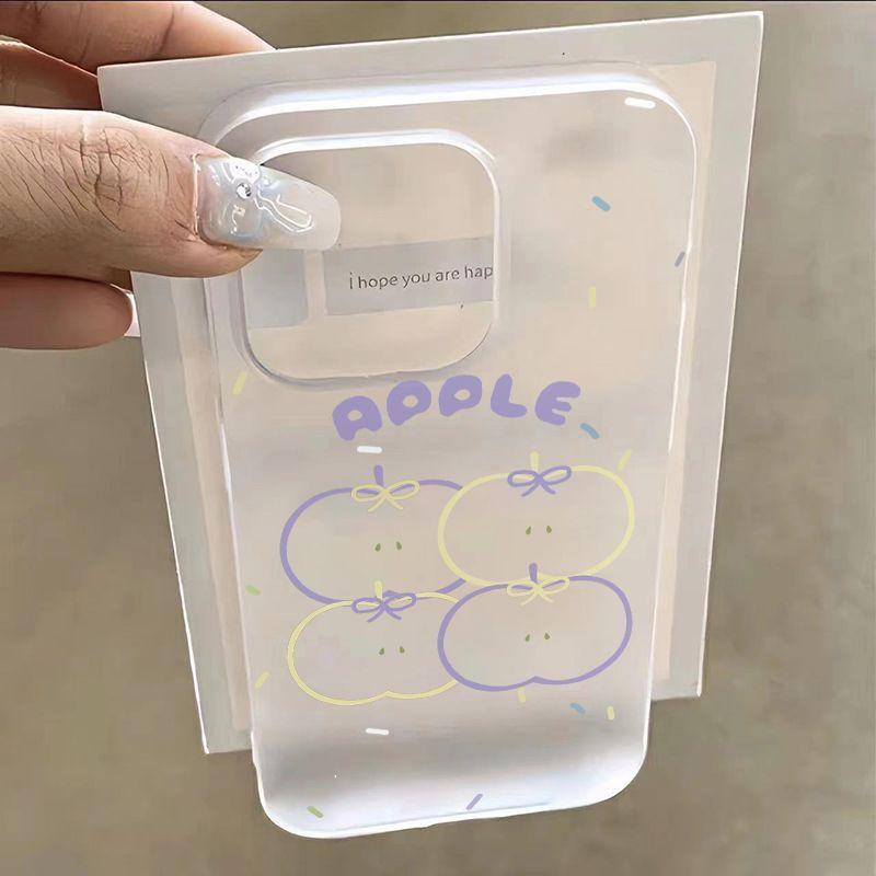 Lỗ lớn mài màu tím bốn quả táo cho Apple 16/15/14 / 13promax ốp điện thoại 12 / 11