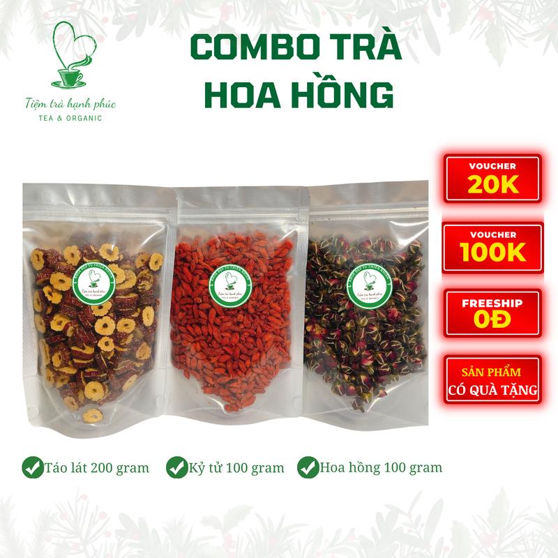 Combo Trà Hoa Hồng Dưỡng Nhan táo 200gr kỷ tử 100gr,hồng 100gr Tea Nước Trà Chè Sen Nho Hạt Sen