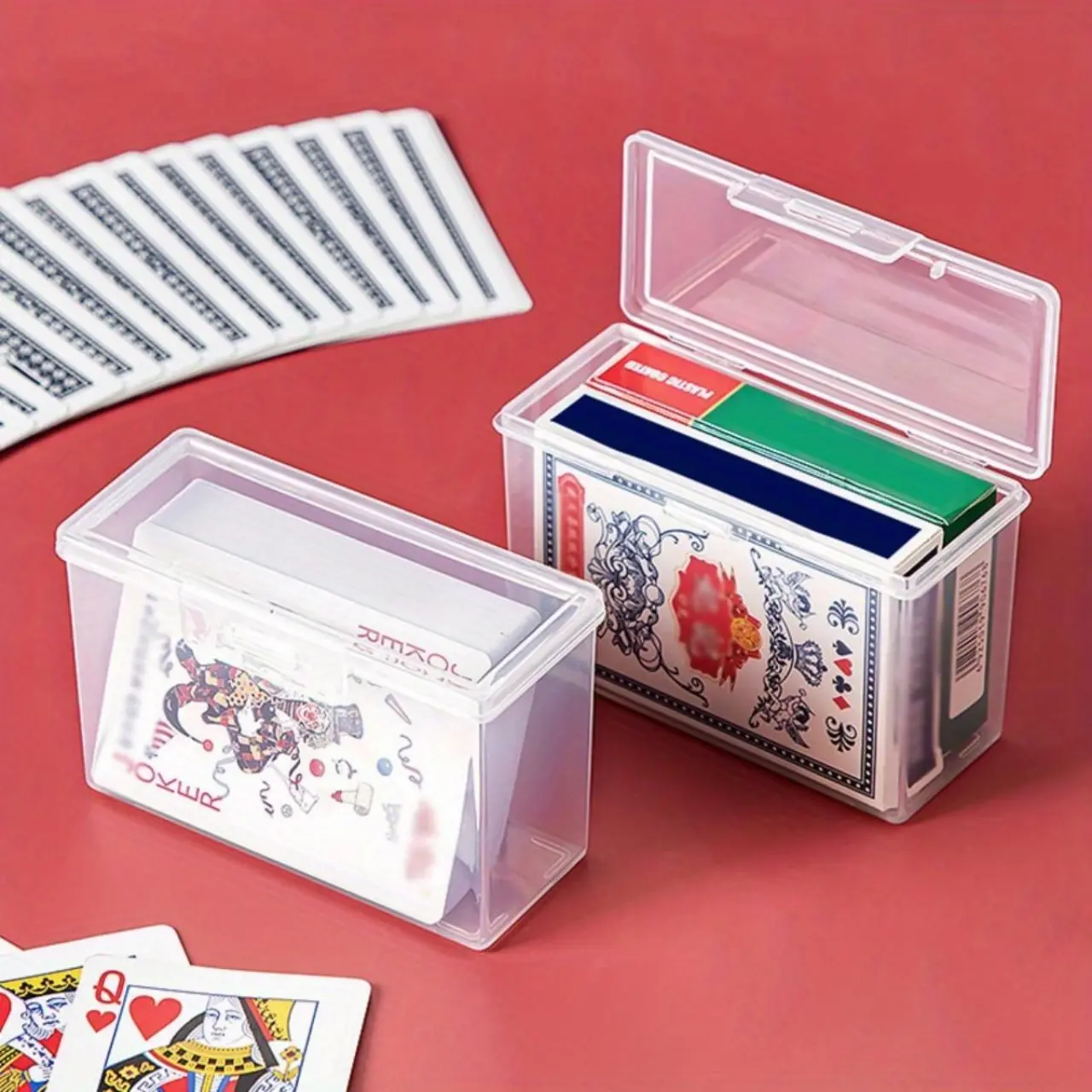 4pcs Transparent Plastic Storage Box, Playing Cards Storage Container, Word Card Storage Case, Poker Game Card Box, Home Drawer Storage Box, Home Organization And Storage Supplies