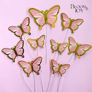 10pcs Kupu-kupu toppert butterfly decoration kertas buket dekorasi
