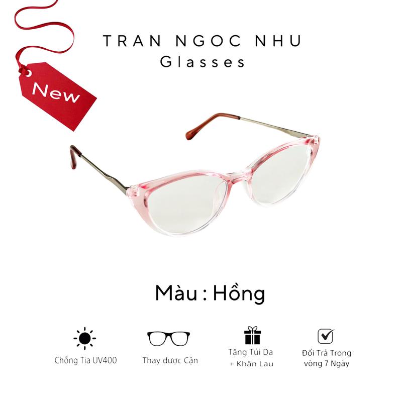  Kính mắt mèo màu THẠCH DÂU dành cho nữ có thể thay cận 