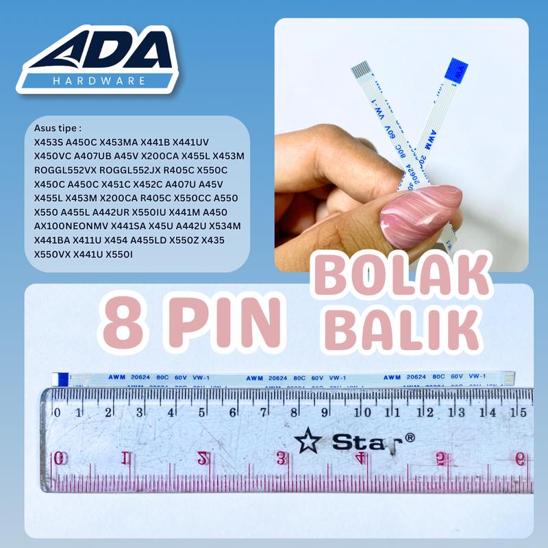 Kabel Flexible Touchpad Untuk Laptop 8 Pin X453S A450C R405C A45V X454 Bolak Balik Cable Flexible Laptop Asus 8 0