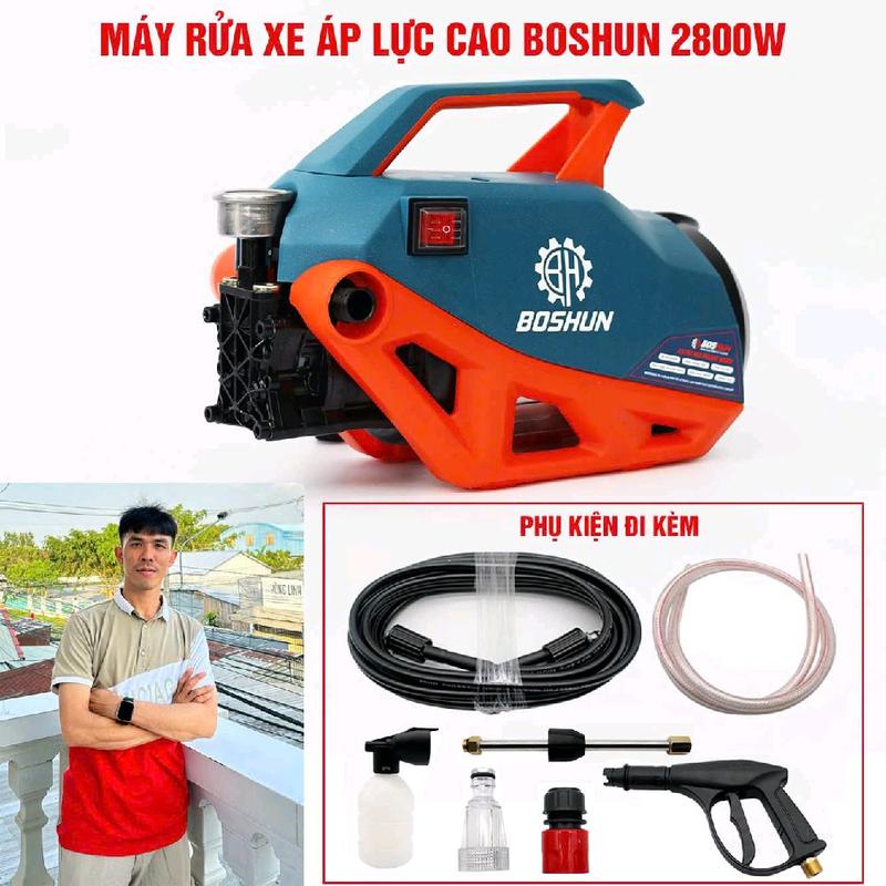 Máy rửa xe áp lực nước BOSHUN BS-PW2800W, Công suất 2800W, , Dây Xịt Dài 13M