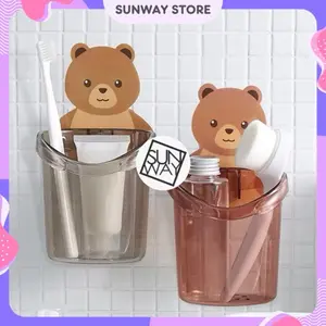 Tempat Sikat Gigi Tempel Beruang / Wadah Tempel Sikat Gigi Odol / Wadah Tempel Serbaguna