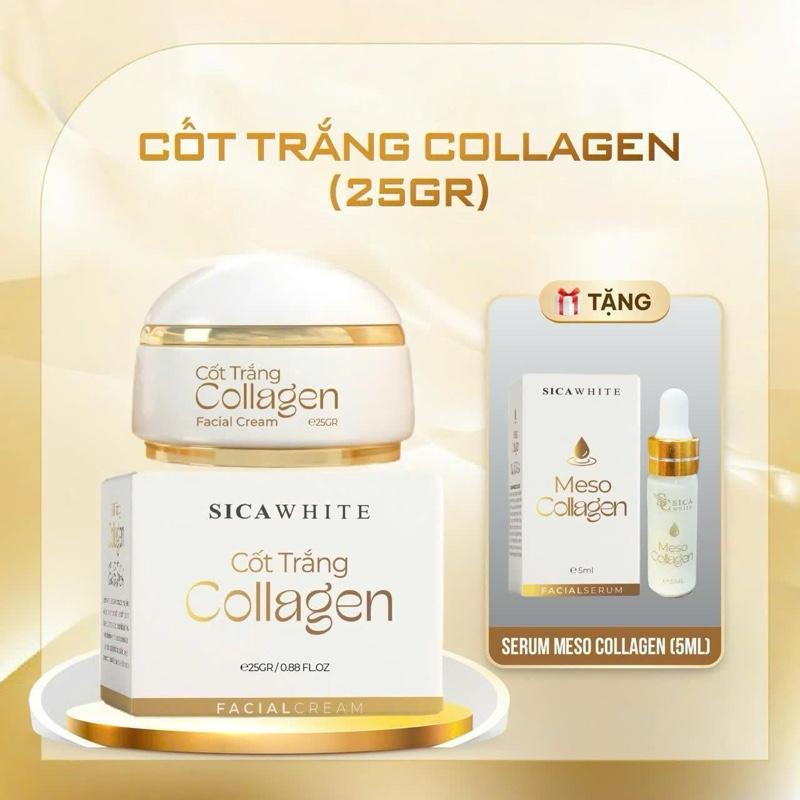 Kem cốt trắng collagen  tặng kèm serum meso 5ml. Hỗ trợ dưỡng trắng,hỗ trợ mờ thâm nám. Skincare Massage