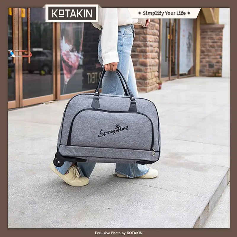 KOTAKIN Tas Travel Troli Trolley Bag Kabin Pakaian Duffel Roda Besar Foldable Lipat Portable 1