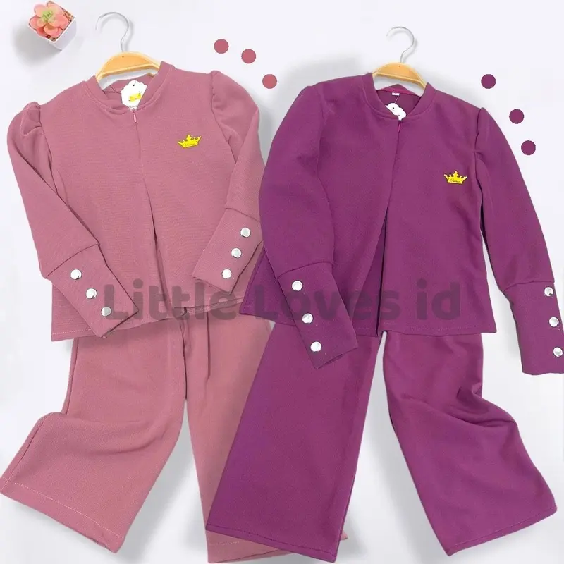 Setelan kulot lebaran anak perempuan model lengan inara bahan knit japan linen usia 1 sampai 2 tahun banyak pilihan warna 2