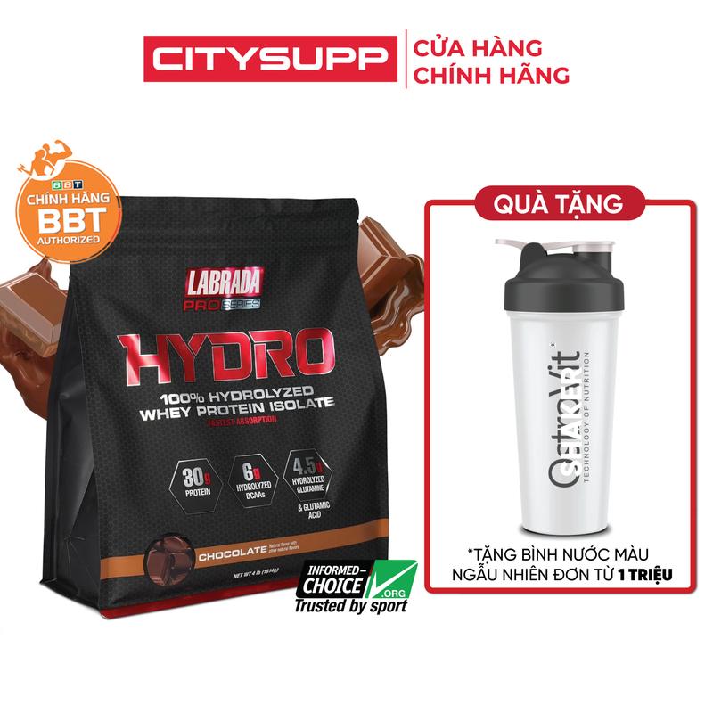 Thực Phẩm Bổ Sung Whey Labrada Hydro Hydrolyzed Whey Protein Isolate 47 lần dùng 4Lbs CitySupp