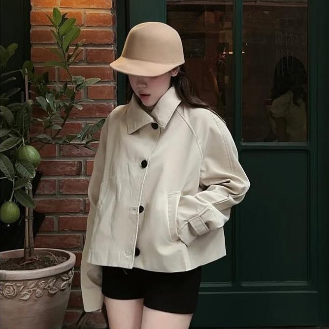  Áo Khoác Kaki Nữ Mangto Basic Dáng Ngắn Cổ Bẻ Form Đứng Thời Trang Hàn Quốc Mùa Thu Đông Kimee - KA648 