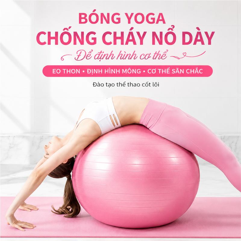 Bóng Tập Yoga PVC Dày 55cm 65cm Chống Nổ Bề Mặt Mờ Bóng Gym Pilates Tập Thể Dục…