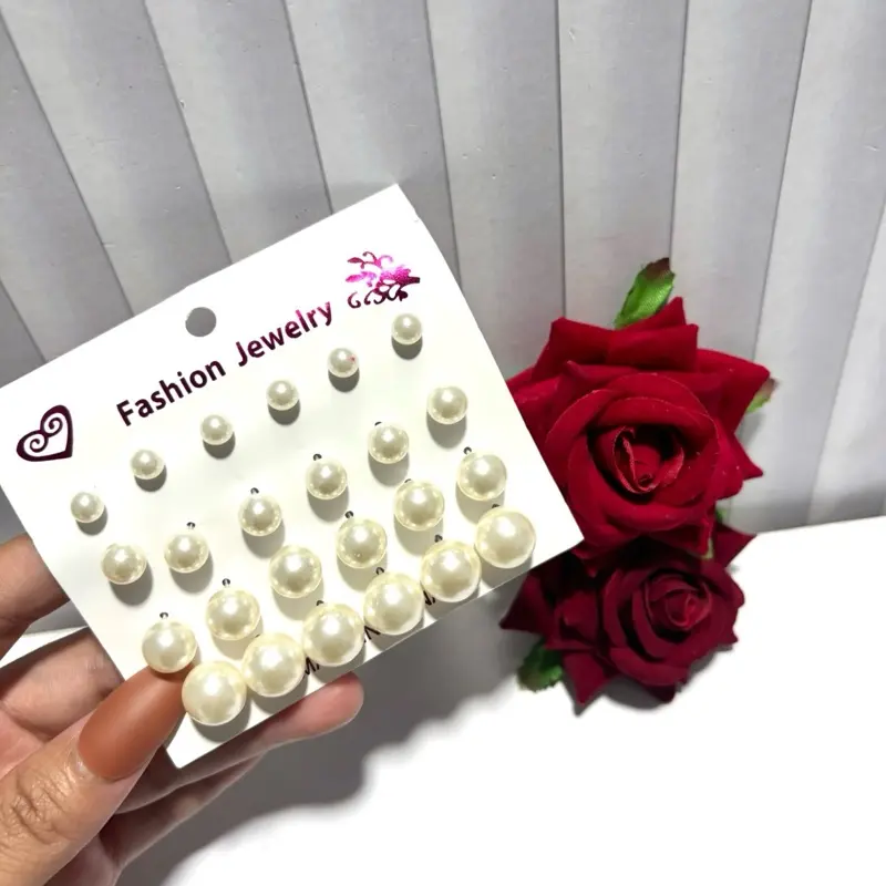 Anting Mutiara 3 Ukuran 1 Set Lengkap - Anting Cantik Putih Xp