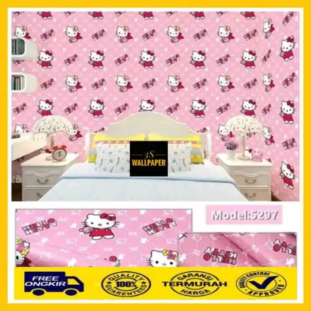 Wallpaper Hello Kitty Peri Wallpaper Dinding 3D Wallpaper Wallpaper 3D